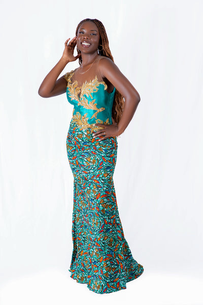 TWO TONED BONATEKI EVENING DRESS